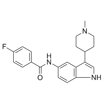 4-氟-N-(3-(1-甲基哌啶-4-基)-1H-吲哚-5-基)苯甲酰胺盐酸盐结构式