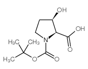 (2S,3R)-1-(叔丁氧基羰基)-3-羟基吡咯烷-2-羧酸结构式