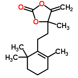 4-Methyl-5-methylene-4-[2-(2,6,6-trimethyl-1-cyclohexen-1-yl)ethyl]-1,3-dioxolan-2-one结构式