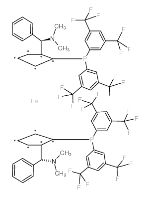 (S,S)-(-)-2,2'-Bis[(R)-(N,N-dimethylamino)(phenyl)methyl]-1,1'-bis[di(3,5-trifluoromethylphenyl) phosphino]ferrocene picture