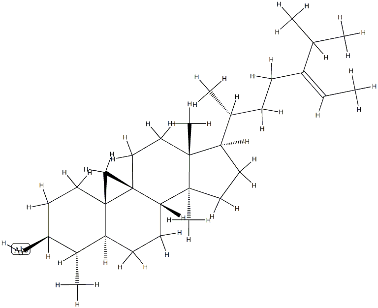 (24Z)-4α,14-Dimethyl-9β,19-cyclo-5α-stigmast-24(28)-en-3β-ol结构式