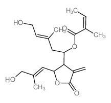 [(1R)-5-hydroxy-1-[(2R,3R)-2-(3-hydroxy-2-methyl-prop-1-enyl)-4-methylidene-5-oxo-oxolan-3-yl]-3-methyl-pent-3-enyl] 2-methylbut-2-enoate Structure