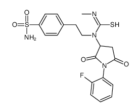 1-[1-(2-fluorophenyl)-2,5-dioxopyrrolidin-3-yl]-3-methyl-1-[2-(4-sulfamoylphenyl)ethyl]thiourea Structure