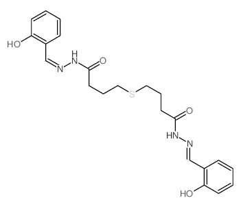 N-[(E)-(6-oxo-1-cyclohexa-2,4-dienylidene)methyl]-4-[3-[[[(E)-(6-oxo-1-cyclohexa-2,4-dienylidene)methyl]amino]carbamoyl]propylsulfanyl]butanehydrazide Structure