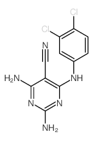 2,4-diamino-6-[(3,4-dichlorophenyl)amino]pyrimidine-5-carbonitrile structure