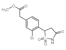 [3-溴-4-(1,1-二氧化物-3-氧代异噻唑啉-5-基)苯基]乙酸甲酯结构式