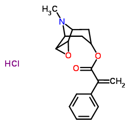 9-Methyl-3-oxa-9-azatricyclo[3.3.1.02,4]non-7-yl 2-phenylacrylate hydrochloride (1:1) Structure