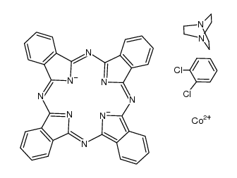 [μ-(1,4-diazabicyclo[2.2.2]octane)(phthalocyaninato)cobalt(II)*1.1 dichlorobenzene](n) Structure