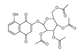 8-Hydroxy-2-((2,3,4,6-tetra-O-acetyl-beta-D-glucopyranosyl)oxy)-1,4-na phthalenedione结构式