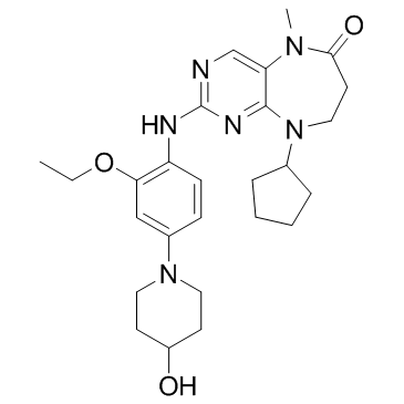 9-环戊基-2-[[2-乙氧基-4-(4-羟基哌啶-1-基)苯基]氨基]-5-甲基-8,9-二氢-5H-嘧啶并[4,5-B][1,4]二氮杂卓-6(7H)-酮图片