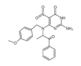 2-amino-6-((4-methoxybenzyl)(1-methyl-2-oxo-2-phenylethyl)amino)-5-nitro-4(3H)-pyrimidinone Structure