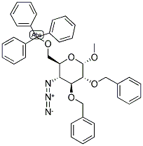 甲基4-叠氮基-2,3-二-O-苯甲酰基-4-脱氧-6-O-三苯甲基-α-D-吡喃葡萄糖苷结构式