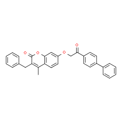 3-benzyl-4-methyl-7-[2-oxo-2-(4-phenylphenyl)ethoxy]chromen-2-one结构式