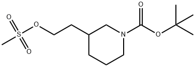 3-(2-((甲基磺酰基)氧基)乙基)哌啶-1-甲酸叔丁酯结构式