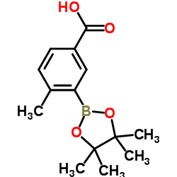4-甲基-3-(4,4,5,5-四甲基-[1,3,2]二氧硼杂环戊烷-2-基)苯甲酸结构式