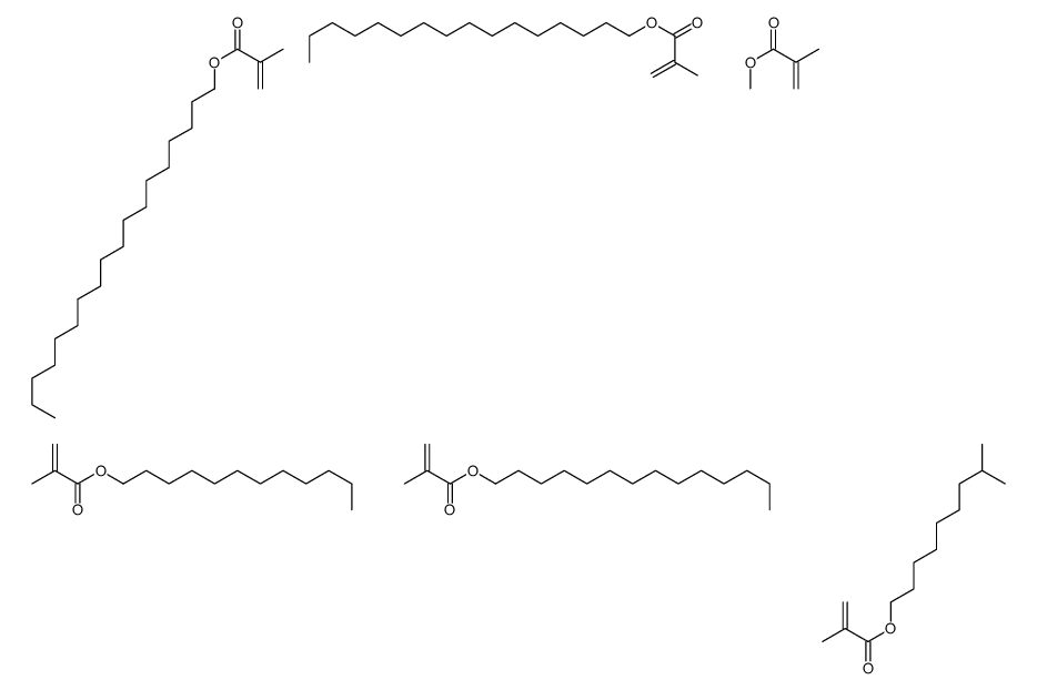 2-甲基-2-丙烯酸十二烷基酯与2-甲基-2-丙烯酸十六烷基酯、2-甲基-2-丙烯异癸基酸酯、2-甲基-2-丙烯酸甲基酯、2-甲基-2-丙烯酸十八烷基酯和2-甲基-2-丙烯酸十四烷基酯的聚合物结构式