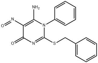 6-Amino-5-nitroso-1-phenyl-2-[(phenylmethyl)thio]pyrimidin-4(1H)-one Structure