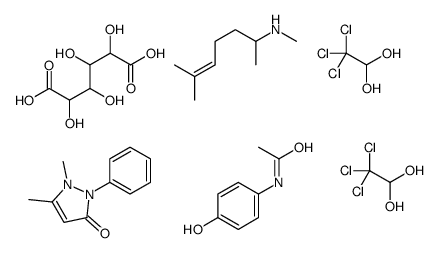 N,6-dimethylhept-5-en-2-amine,1,5-dimethyl-2-phenylpyrazol-3-one,N-(4-hydroxyphenyl)acetamide,2,3,4,5-tetrahydroxyhexanedioic acid,2,2,2-trichloroethane-1,1-diol Structure