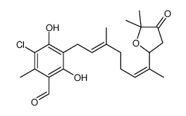 5-chloro-3-[(2E,6E)-7-(5,5-dimethyl-4-oxooxolan-2-yl)-3-methylocta-2,6-dienyl]-2,4-dihydroxy-6-methylbenzaldehyde结构式