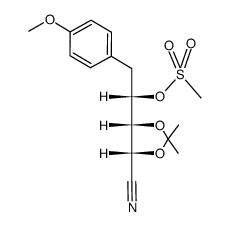 5-deoxy-2,3-O-isopropylidene-4-O-methylsulphonyl-5-(p-methoxyphenyl)-L-ribononitrile Structure