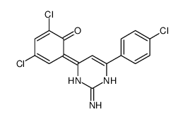 6-[2-amino-4-(4-chlorophenyl)-1H-pyrimidin-6-ylidene]-2,4-dichlorocyclohexa-2,4-dien-1-one结构式