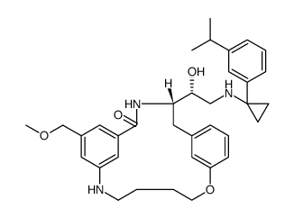 11-Oxa-3,16-diazatricyclo[15.3.1.16,10]docosa-1(21),6,8,10(22),17,19-hexaen-2-one, 4-[(1R)-1-hydroxy-2-[[1-[3-(1-methylethyl)phenyl]cyclopropyl]amino]ethyl]-19-(methoxymethyl)-, (4S) Structure