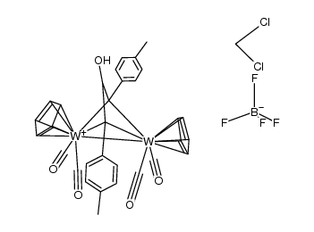 {(η5-C5H5(CO)2W)2(μ-TolCC(OH)CTol)}BF4*CH2Cl2结构式