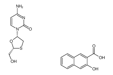 4-amino-1-(2R-hydroxymethyl-[1,3]-oxothiolane-5S-yl)-1H-pyrimidin-2-one mononaphthylate结构式