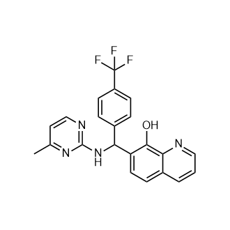 7-(((4-Methylpyrimidin-2-yl)amino)(4-(trifluoromethyl)phenyl)methyl)quinolin-8-ol Structure