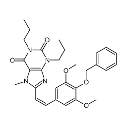 8-[(E)-2-(3,5-dimethoxy-4-phenylmethoxyphenyl)ethenyl]-7-methyl-1,3-dipropylpurine-2,6-dione Structure