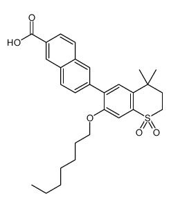 6-(7-heptoxy-4,4-dimethyl-1,1-dioxo-2,3-dihydrothiochromen-6-yl)naphthalene-2-carboxylic acid Structure