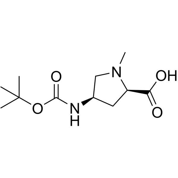 D-脯氨酸,4-[[((1-,1-二甲基乙氧基)羰基]氨基]-1-甲基-,(4R)-结构式