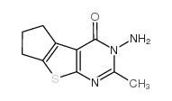 5-氨基-6-甲基-1,2,3,5-四氢-8-杂-5,7-二氮杂环戊基[a]茚-4-酮结构式