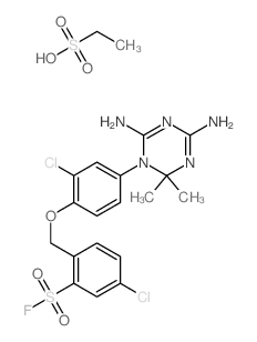 5-chloro-2-[[2-chloro-4-(4,6-diamino-2,2-dimethyl-1,3,5-triazin-1-yl)phenoxy]methyl]benzenesulfonyl fluoride; ethanesulfonic acid结构式