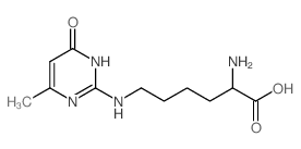 2-amino-6-[(4-methyl-6-oxo-3H-pyrimidin-2-yl)amino]hexanoic acid structure