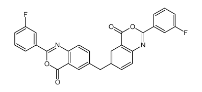 2-(3-fluorophenyl)-6-[[2-(3-fluorophenyl)-4-oxo-3,1-benzoxazin-6-yl]methyl]-3,1-benzoxazin-4-one结构式