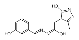 N-[(E)-(3-hydroxyphenyl)methylideneamino]-2-(3-methyl-5-oxo-1,4-dihydropyrazol-4-yl)acetamide结构式