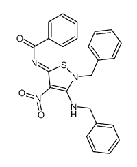 N-(2-benzyl-3-benzylimino-4-nitro-2,3-dihydro-isothiazol-5-yl)-benzamide Structure