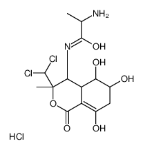 2-amino-N-[3-(dichloromethyl)-5,6,8-trihydroxy-3-methyl-1-oxo-4a,5,6,7-tetrahydro-4H-isochromen-4-yl]propanamide,hydrochloride结构式