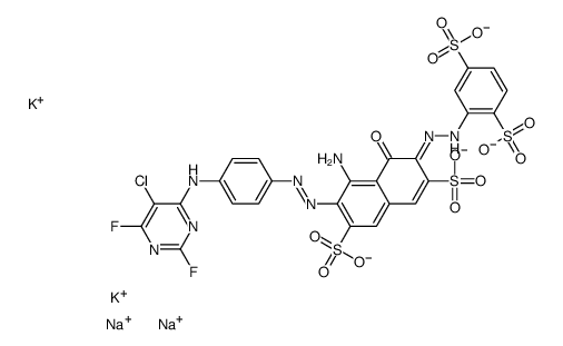dipotassium,disodium,(6Z)-4-amino-3-[[4-[(5-chloro-2,6-difluoropyrimidin-4-yl)amino]phenyl]diazenyl]-6-[(2,5-disulfonatophenyl)hydrazinylidene]-5-oxonaphthalene-2,7-disulfonate Structure