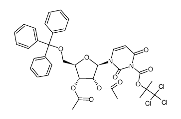 (2R,3R,4R,5R)-2-(2,4-dioxo-3-(((1,1,1-trichloro-2-methylpropan-2-yl)oxy)carbonyl)-3,4-dihydropyrimidin-1(2H)-yl)-5-((trityloxy)methyl)tetrahydrofuran-3,4-diyl diacetate结构式