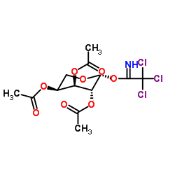 2,3,4-三-O-乙酰基-β-L-吡喃阿拉伯糖2,2,2-三氯亚氨逐乙酸酯结构式