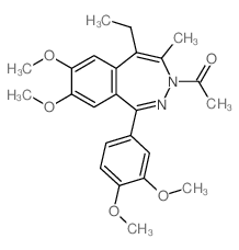 1-[6-(3,4-dimethoxyphenyl)-2-ethyl-9,10-dimethoxy-3-methyl-4,5-diazabicyclo[5.4.0]undeca-2,5,7,9,11-pentaen-4-yl]ethanone结构式