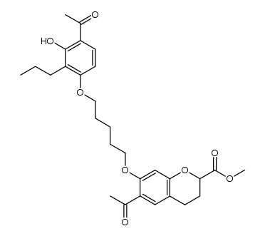 methyl (R,S)-6-acetyl-7-[5-(4-acetyl-3-hydroxy-2-propylphenoxy)pentoxy]-3,4-dihydro-2H-1-benzopyran-2-carboxylate Structure