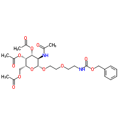 (2R,3R,4R,5R,6R)-5-acetamido-2-(acetoxyMethyl)-6-(2-(2-(benzyloxycarbonylamino)ethoxy)ethoxy)tetrahydro-2H-pyran-3,4-diyl diacetate Structure