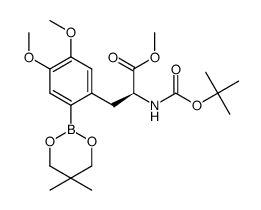 N-(tert-butoxycarbonyl)-3,4-dimethoxy-6-(1,3,2-dioxaborinane-5,5-dimethyl)-L-phenylalanine methyl ester Structure