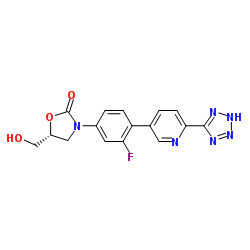 (5R)-3-{3-Fluoro-4-[6-(2H-tetrazol-5-yl)-3-pyridinyl]phenyl}-5-(hydroxymethyl)-1,3-oxazolidin-2-one Structure