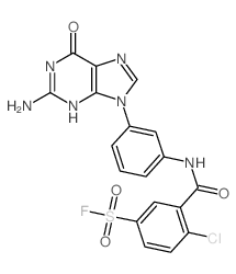 3-[[3-(2-amino-6-oxo-3H-purin-9-yl)phenyl]carbamoyl]-4-chloro-benzenesulfonyl fluoride Structure