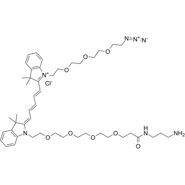 N-(azide-PEG3)-N'-(Amine-C3-Amide-PEG4)-Cy5 Structure