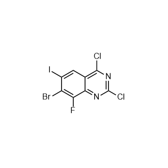 7-溴-2,4-二氯-8-氟-6-碘喹唑啉结构式